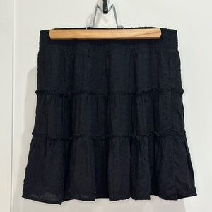 Forever 21 Lacey Tiered Coquette Mini Skirt Feminine Medium Black Romantic Chic